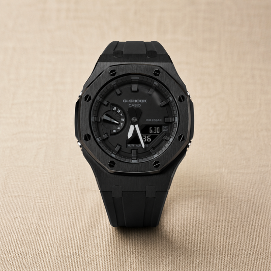 Urban Phantom Origin - montre noire silicone noir vue de face